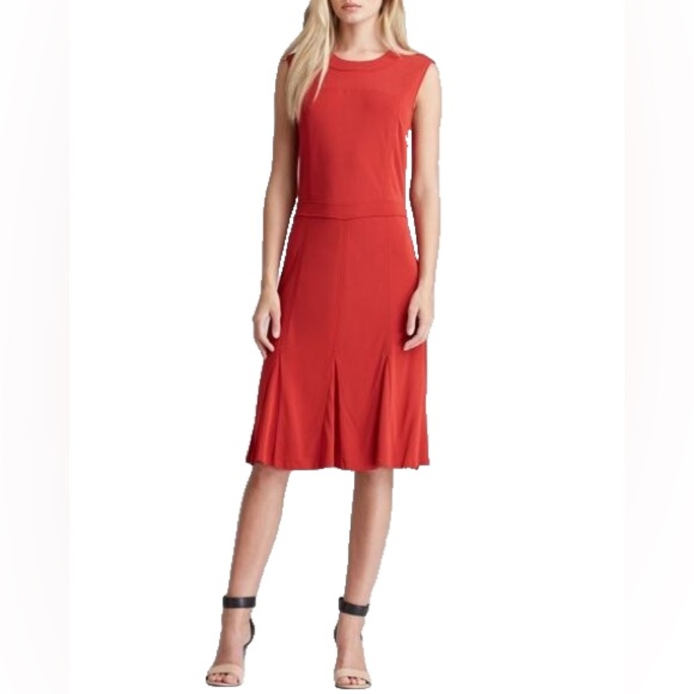 Tory Burch Dress Deeann Jersey Fluted-Hem In Red